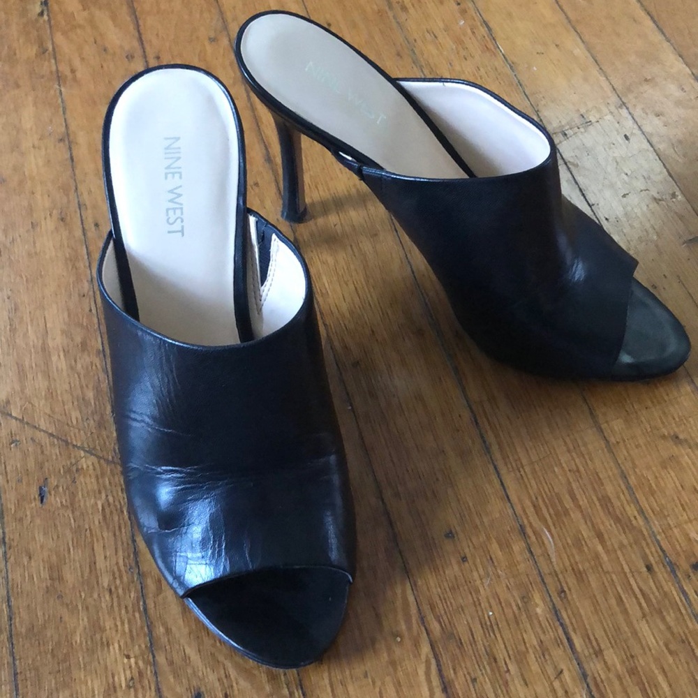 Nine West High Heel Leather Mules